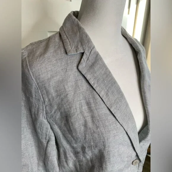 NWT Eileen fisher gray linen Blazer Size XS Petite - Picture 3 of 13